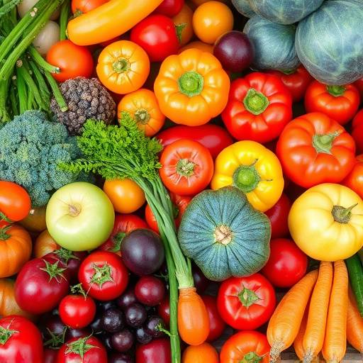 A vibrant assortment of fresh fruits and vegetables